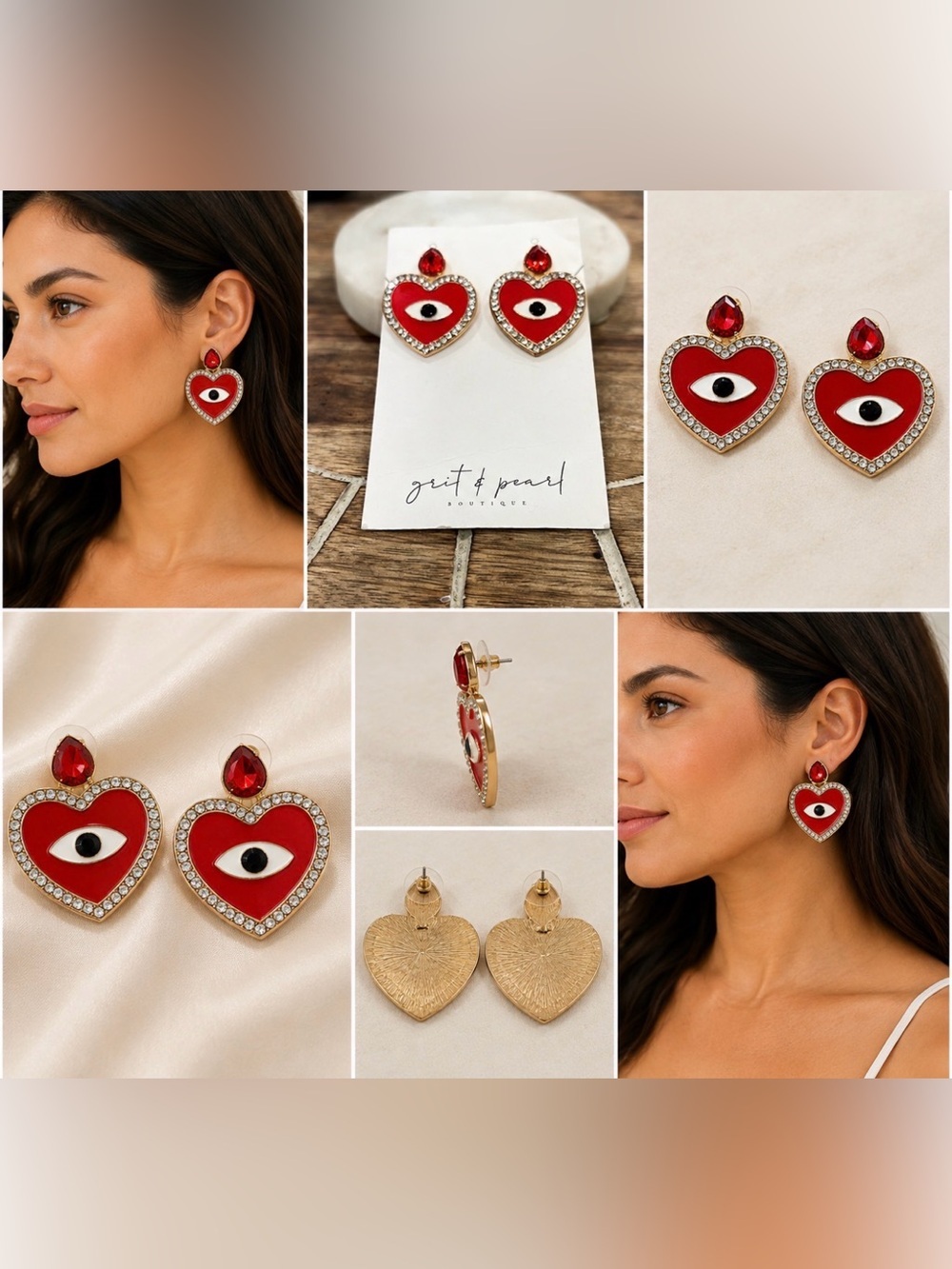 Evil Eye Heart Statement Earrings